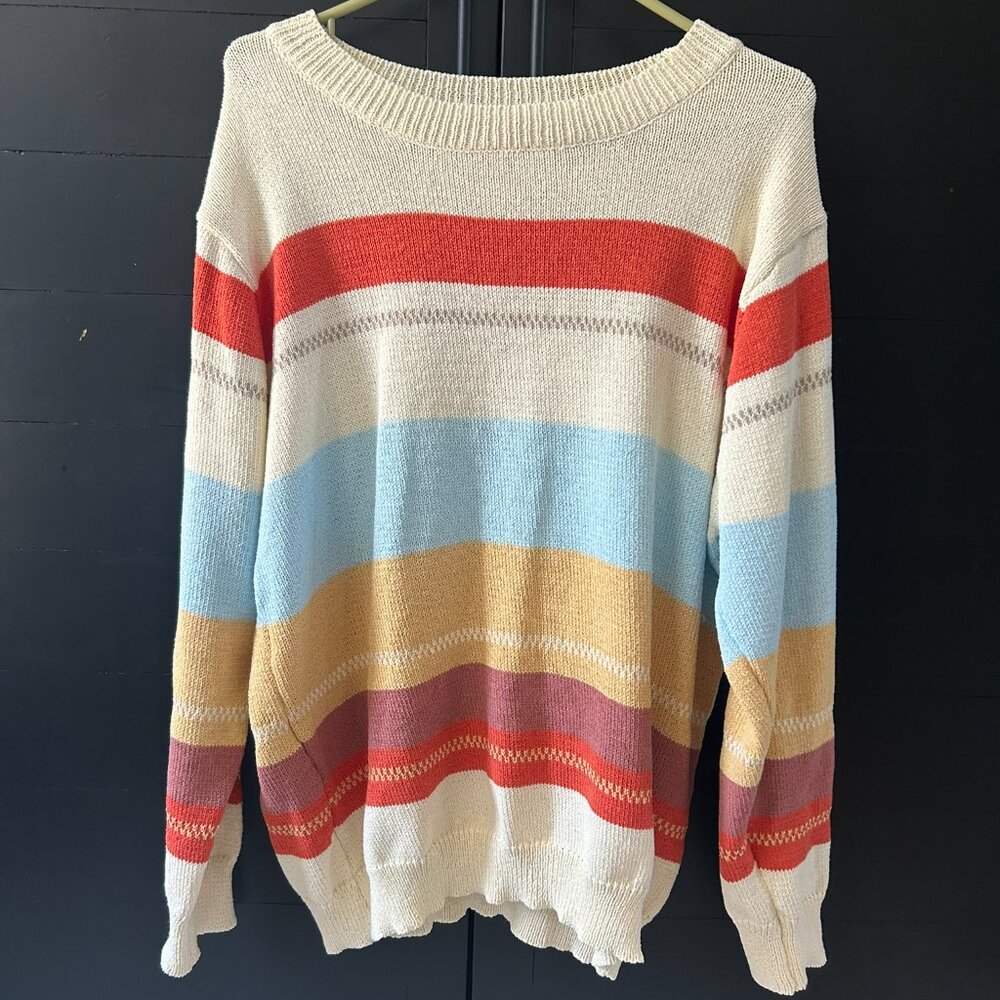 Light weight Fall Woman's Knit stripped sweater Size 2XL